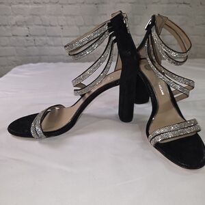 ANTONIO MELANI Elegant Black and Silver Heels Size 8